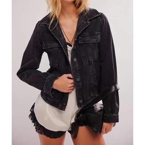 NEW FREE PEOPLE jade denim jacket in washed black